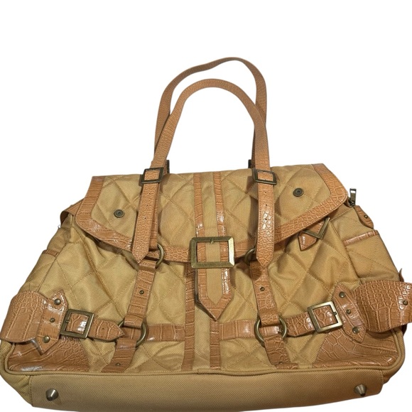 Suzanne Somers Tan Quilted Tote Bag - Picture 1 of 15